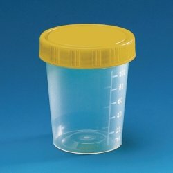 Multi-purpose beakers, PP, with screw cap, PE, y-steril | Description : With yello cap
